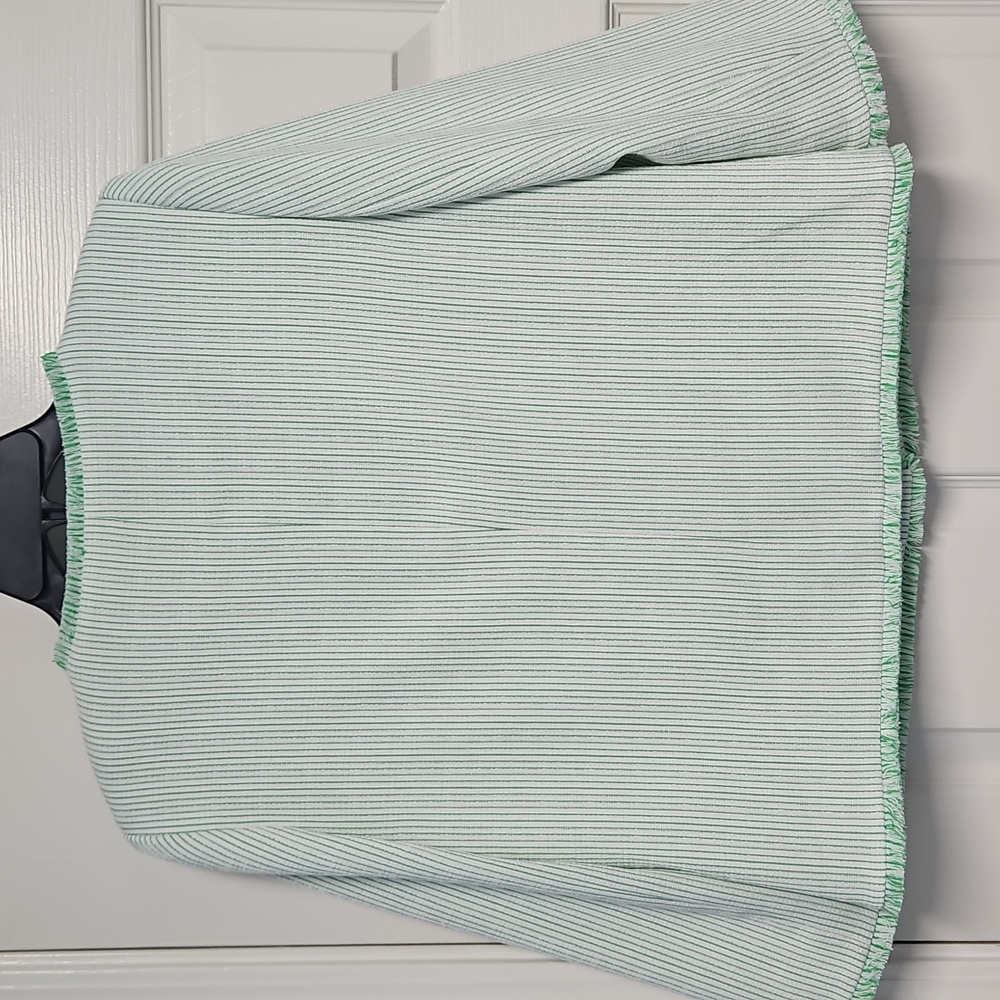 Preston & York Judith Boucle Tweed Round Neck Jacket: Green/White Stripe:Size- 8 - Picture 2 of 14